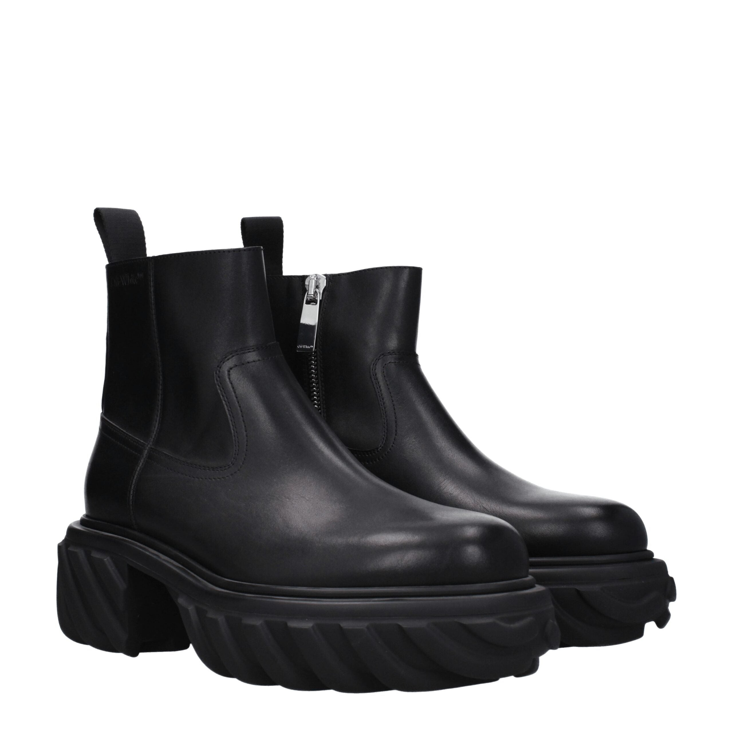 Off-White Black Leather Ankle
