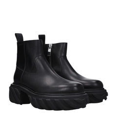 Off-White Black Leather Ankle