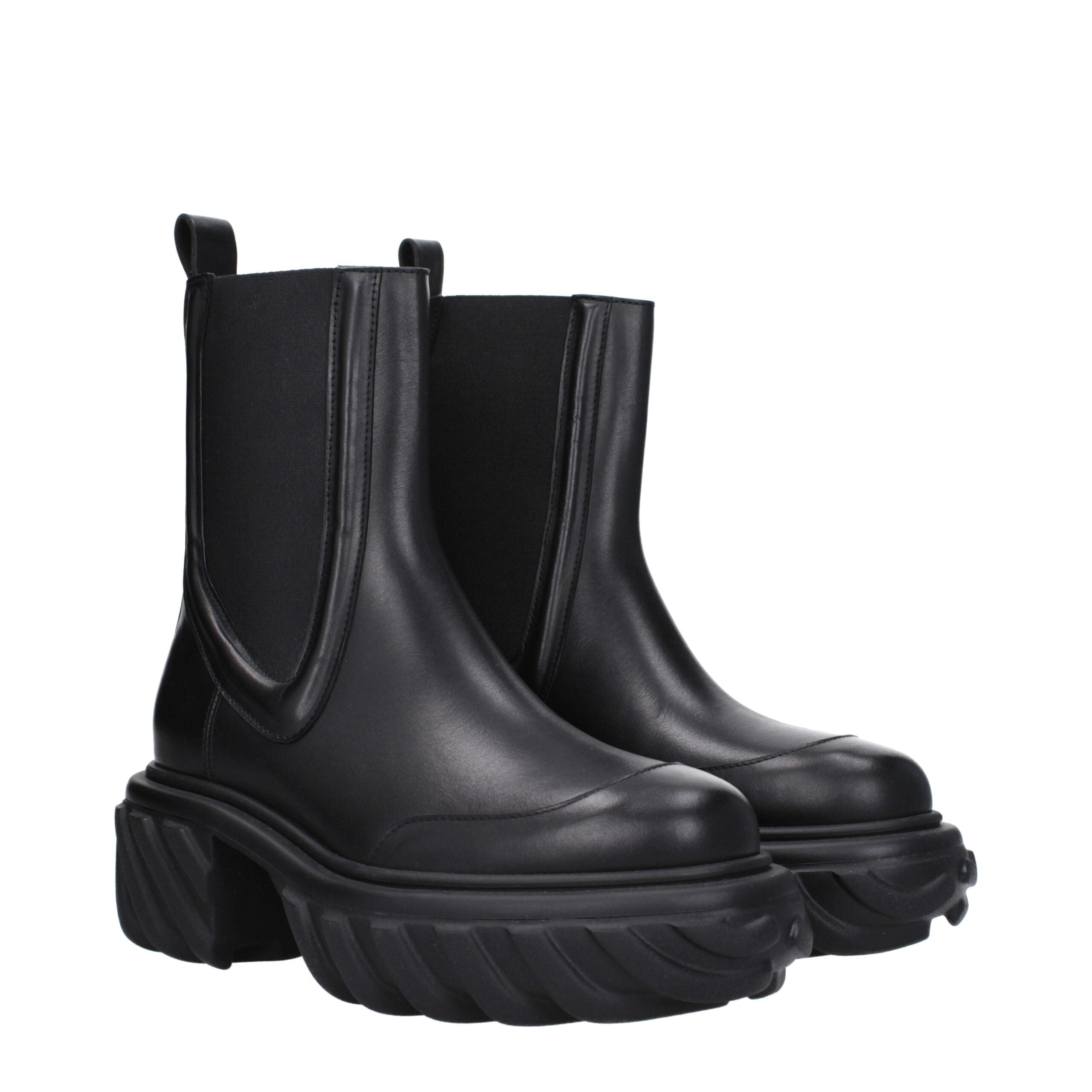 Off-White Black Leather Ankle