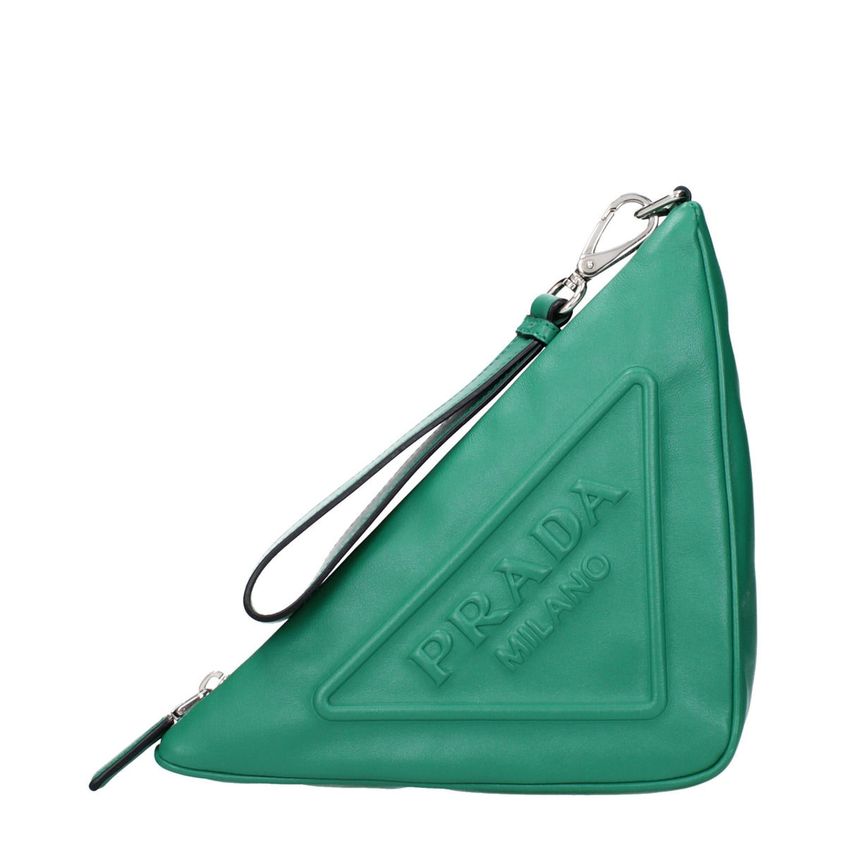 Prada Green Leather Clutch Bag