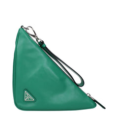 Prada Green Leather Clutch Bag